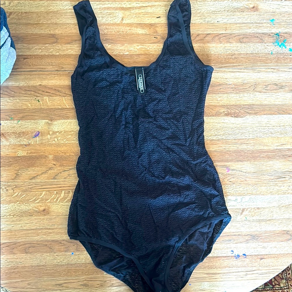 American Apparel Mesh Black Bodysuit